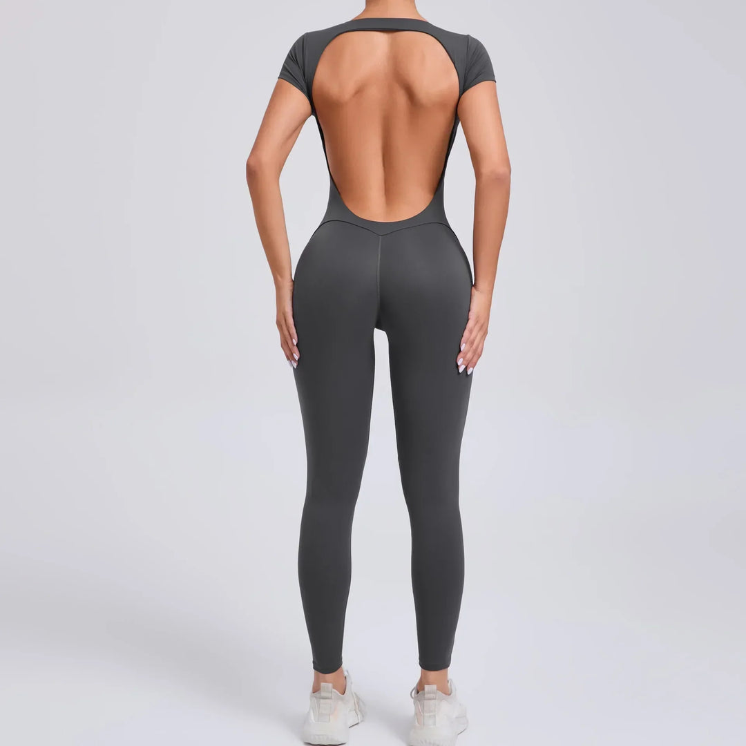 Damen Bodysuit mit Rückenausschnitt - Eleganter Einteiler-Grau-M-Luzern Mode