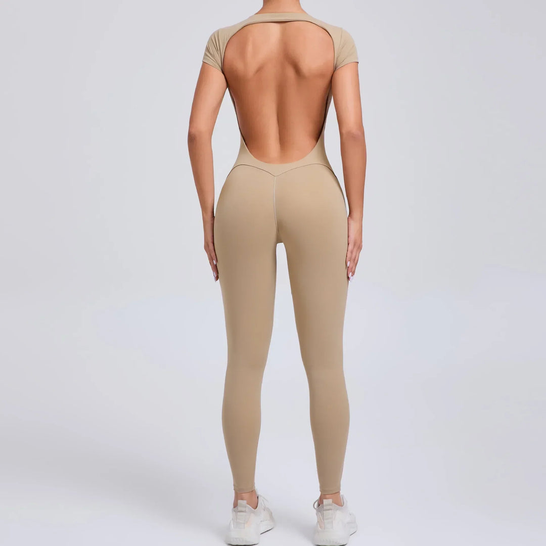 Damen Bodysuit mit Rückenausschnitt - Eleganter Einteiler-Khaki-S-Luzern Mode