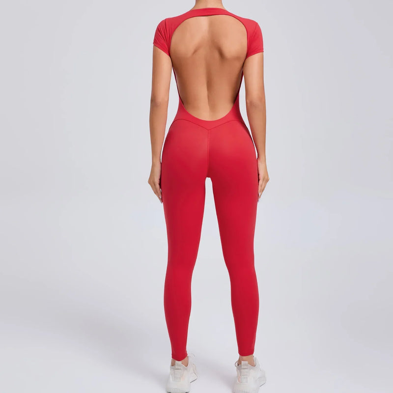 Damen Bodysuit mit Rückenausschnitt - Eleganter Einteiler-Rot-S-Luzern Mode