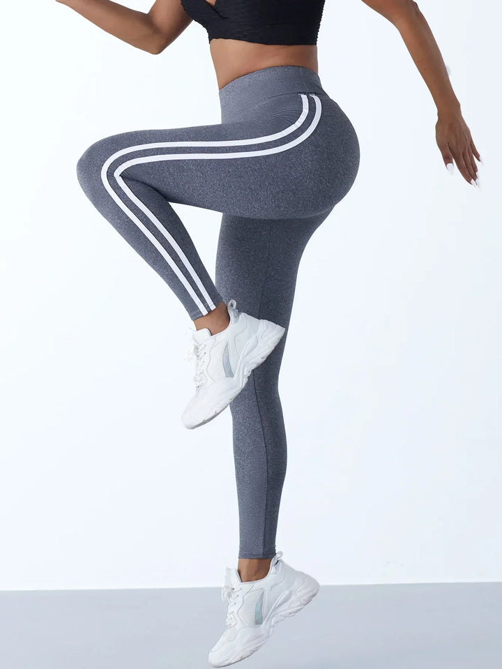 Damen Sport Leggings mit Streifen - Bequeme Fitnesshose-Luzern Mode