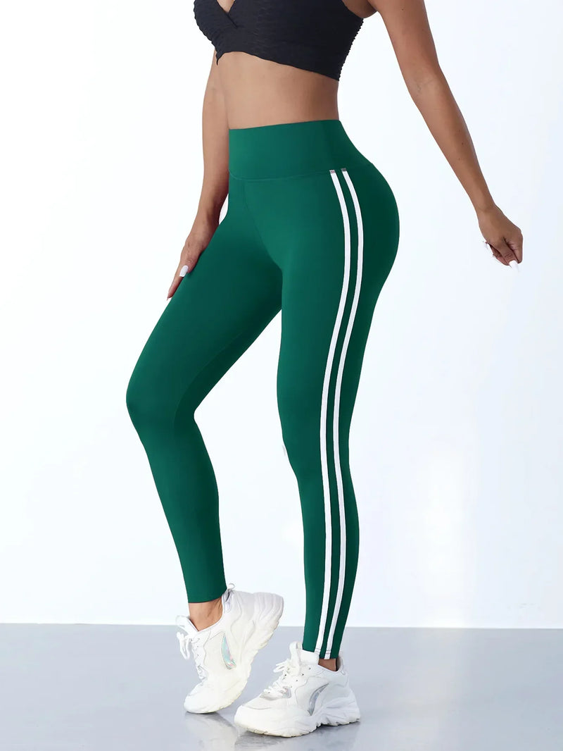 Damen Sport Leggings mit Streifen - Bequeme Fitnesshose-Luzern Mode