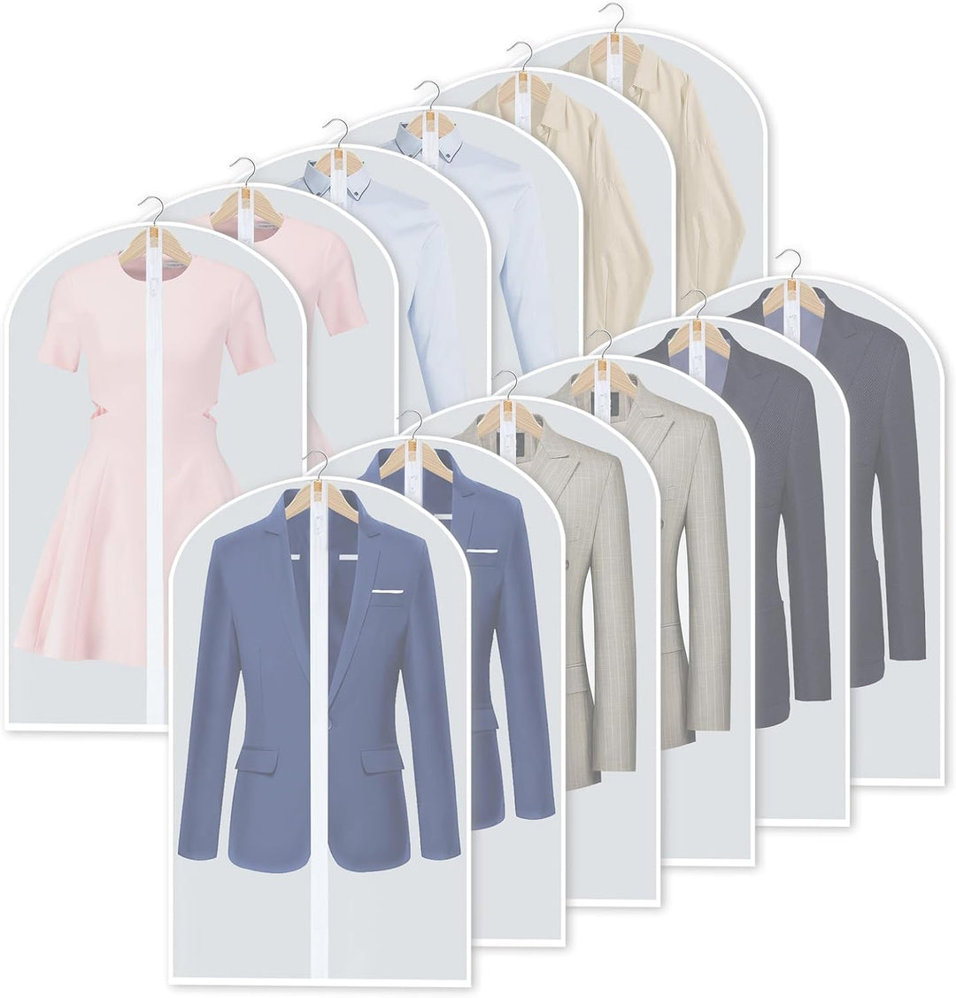 PEVA Kleidersack-Set – 12er-Pack Hängende Kleiderhüllen in 3 Größen (Kaufe 1, erhalte 1 GRATIS)