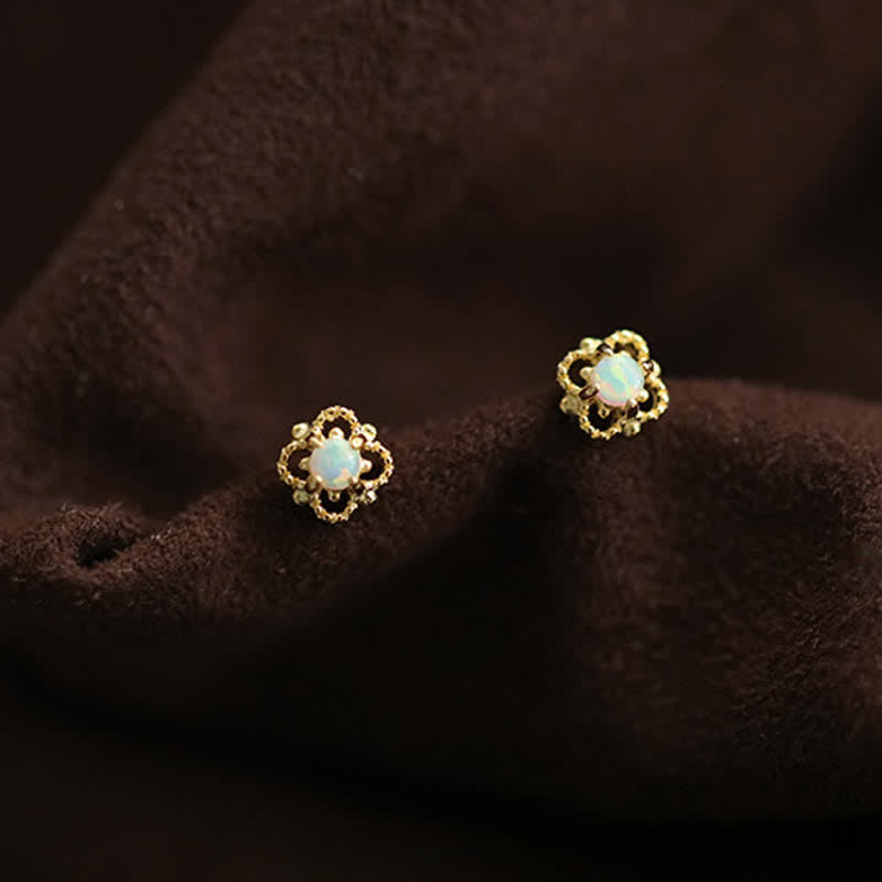 Ohrringe für Damen | Stecker | Gold | Opal | Vintage | Elegant-Gold-Luzern Mode