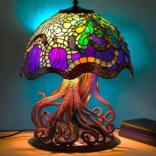 Tischlampe | Stilvoll Glasmalerei Beruhigend Atmosphärisch Vielseitig-Oktopus-Luzern Mode
