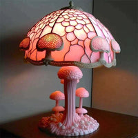 Tischlampe | Stilvoll Glasmalerei Beruhigend Atmosphärisch Vielseitig-Rosa Pilz-Luzern Mode