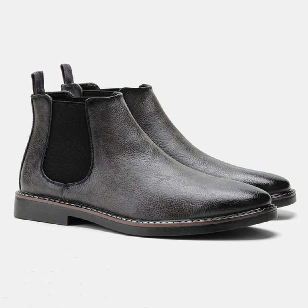 Herren Chelsea Boots aus Leder für Business und Freizeit-Grau-40-Luzern Mode