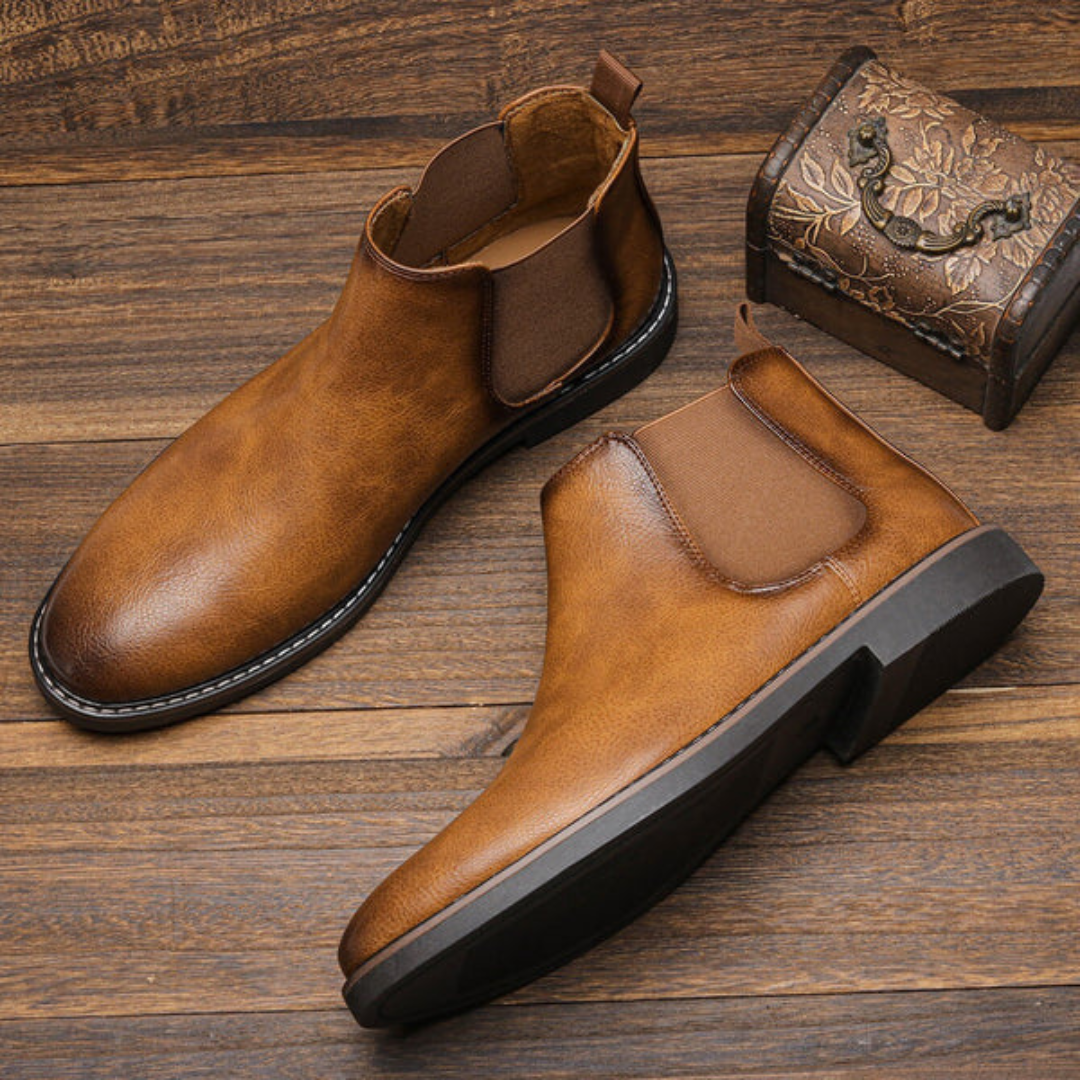 Herren Chelsea Boots aus Leder für Business und Freizeit-Hellbraun-40-Luzern Mode