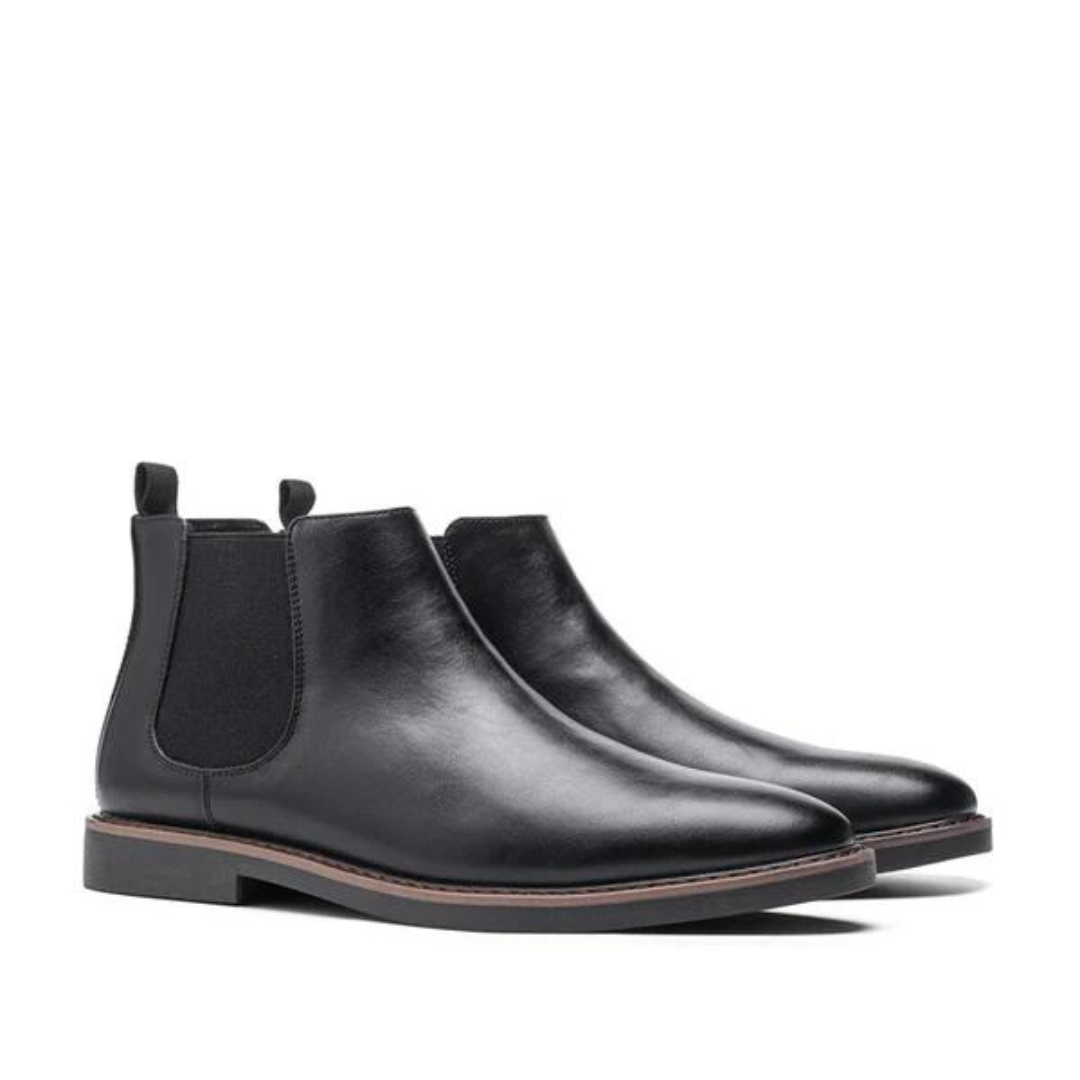 Herren Chelsea Boots aus Leder für Business und Freizeit-Schwarz-40-Luzern Mode