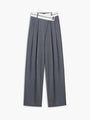 Elegante Damenhose mit Hohem Bund und Weitem Bein Schnitt-Grau-XS-Luzern Mode