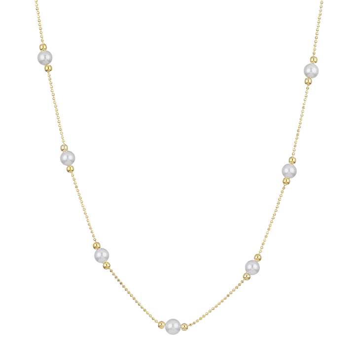 Goldene Damen Perlenkette | Fein Dezent Stilvoll Langlebig Klassisch-Luzern Mode