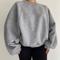 Damen Oversize Sweatshirt - Bequemes Freizeit Oberteil-Grau-S-Luzern Mode