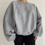 Damen Oversize Sweatshirt - Bequemes Freizeit Oberteil-Grau-S-Luzern Mode
