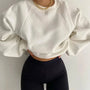 Damen Oversize Sweatshirt - Bequemes Freizeit Oberteil-Weiß-S-Luzern Mode