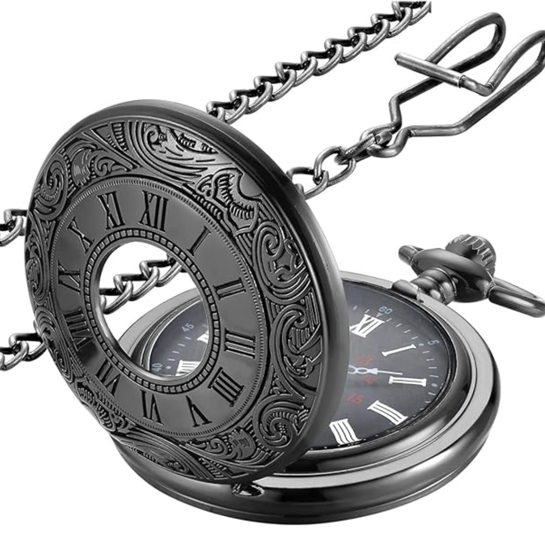 Taschenuhr | Vintage | Stilvoll | Quarz | Klassisch | Kette | Langlebig-Schwarz-Luzern Mode