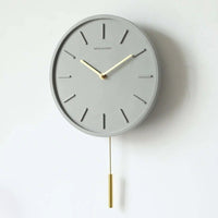 Zement Wanduhr | Metallpendel | Leise | Quarzmechanismus | Rund-Stil B-Luzern Mode