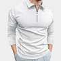 Herren Langarmshirt mit Reißverschluss und Streifenmuster-Weiß-S-Luzern Mode