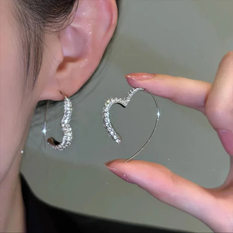 Silberne Ohrringe | Herzform Zirkonia Hypoallergen Stilvoll Langlebig-Luzern Mode