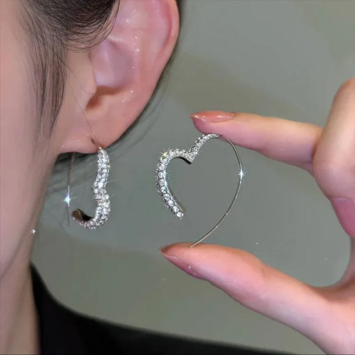 Silberne Ohrringe | Herzform Zirkonia Hypoallergen Stilvoll Langlebig-Luzern Mode