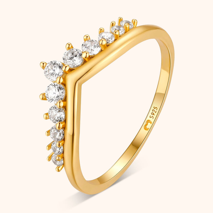 Ring | Kronenform Zirkonia Glitzer Langlebig Dezent Stilvoll Vielseitig-5-Gold-Luzern Mode