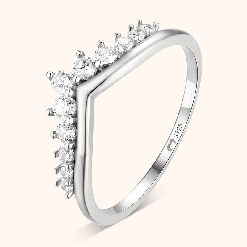 Ring | Kronenform Zirkonia Glitzer Langlebig Dezent Stilvoll Vielseitig-5-Silber-Luzern Mode