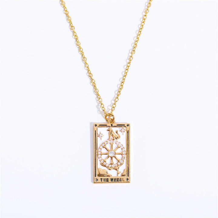 Halskette für Damen | Anhänger | Tarot | Gold | Zirkonia | Stilvoll-Das Rad-Luzern Mode