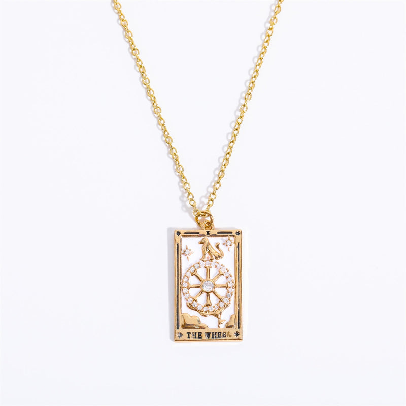 Halskette für Damen | Anhänger | Tarot | Gold | Zirkonia | Stilvoll-Das Rad-Luzern Mode
