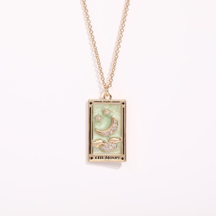 Halskette für Damen | Anhänger | Tarot | Gold | Zirkonia | Stilvoll-Der Mond-Luzern Mode