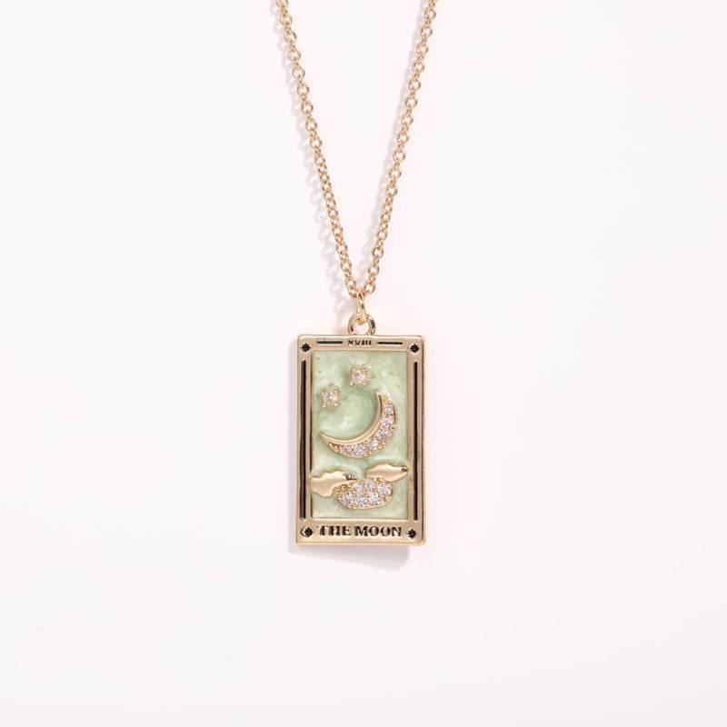 Halskette für Damen | Anhänger | Tarot | Gold | Zirkonia | Stilvoll-Der Mond-Luzern Mode