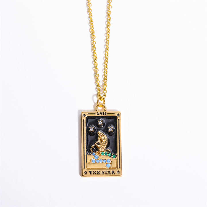 Halskette für Damen | Anhänger | Tarot | Gold | Zirkonia | Stilvoll-Der Stern-Luzern Mode