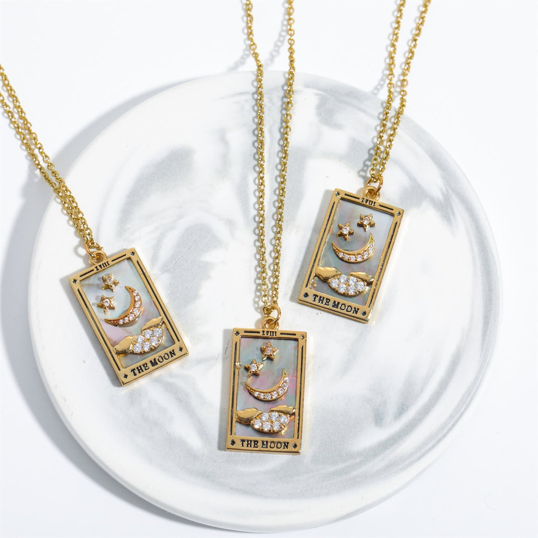 Halskette für Damen | Anhänger | Tarot | Gold | Zirkonia | Stilvoll-Luzern Mode