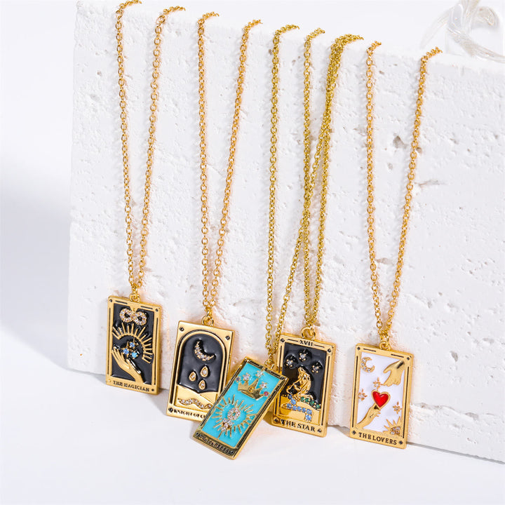 Halskette für Damen | Anhänger | Tarot | Gold | Zirkonia | Stilvoll-Luzern Mode