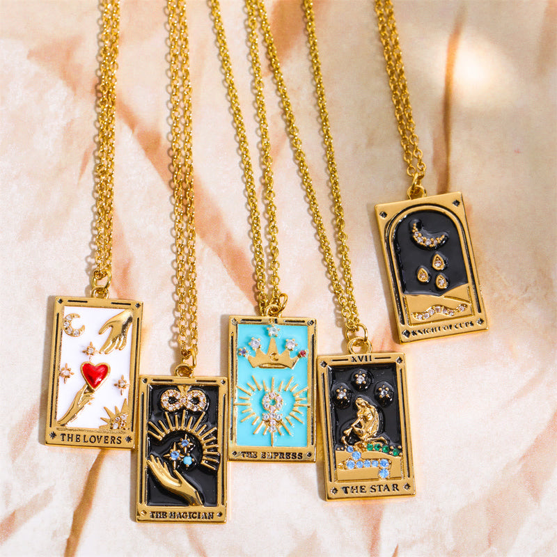 Halskette für Damen | Anhänger | Tarot | Gold | Zirkonia | Stilvoll-Luzern Mode