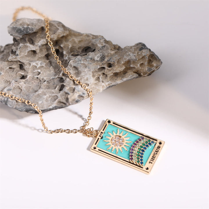 Halskette für Damen | Anhänger | Tarot | Gold | Zirkonia | Stilvoll-Luzern Mode