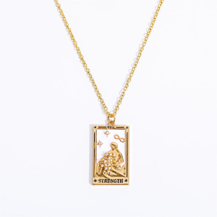 Halskette für Damen | Anhänger | Tarot | Gold | Zirkonia | Stilvoll-Die Kraft-Luzern Mode