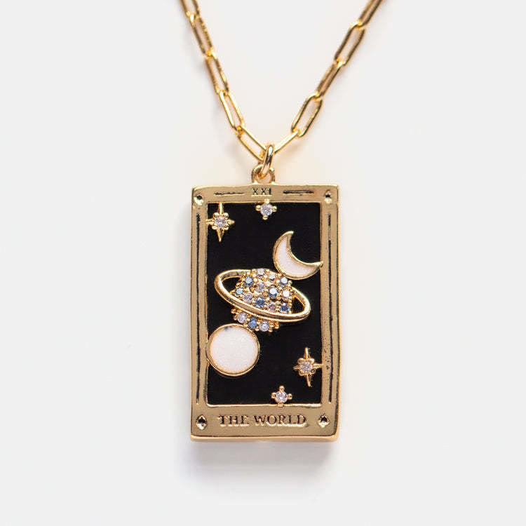 Halskette für Damen | Anhänger | Tarot | Gold | Zirkonia | Stilvoll-Die Welt-Luzern Mode