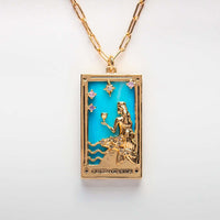 Halskette für Damen | Anhänger | Tarot | Gold | Zirkonia | Stilvoll-Königin der Kelche-Luzern Mode