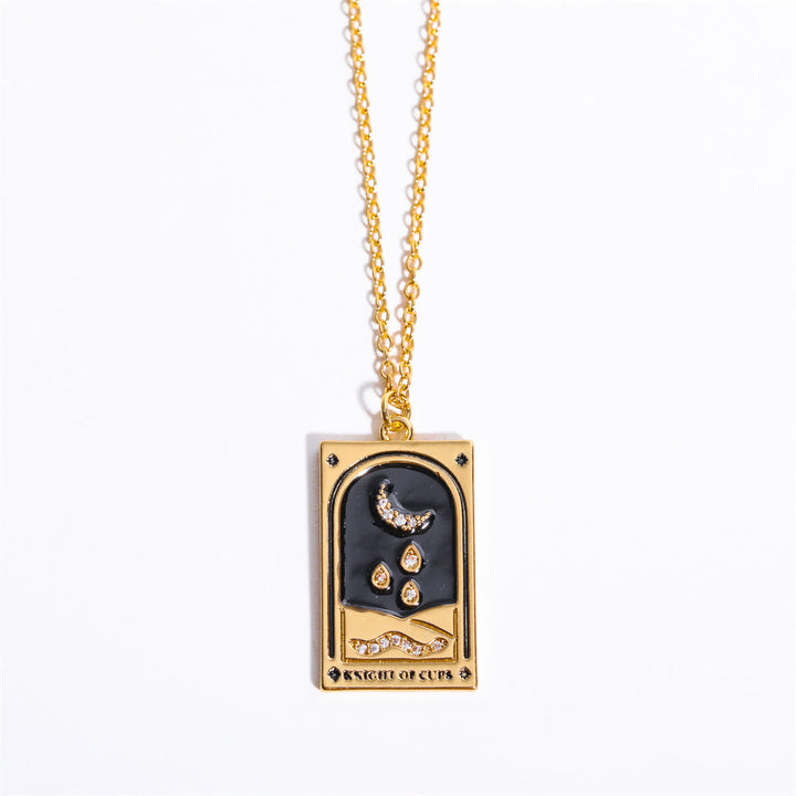 Halskette für Damen | Anhänger | Tarot | Gold | Zirkonia | Stilvoll-Ritter der Kelche-Luzern Mode