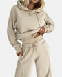 Damen Jogginganzug Kapuzenpullover Set Freizeitmode-Beige-S-Luzern Mode