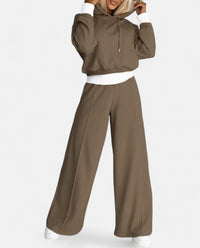 Damen Jogginganzug Kapuzenpullover Set Freizeitmode-Braun-S-Luzern Mode