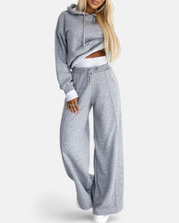 Damen Jogginganzug Kapuzenpullover Set Freizeitmode-Grau-S-Luzern Mode
