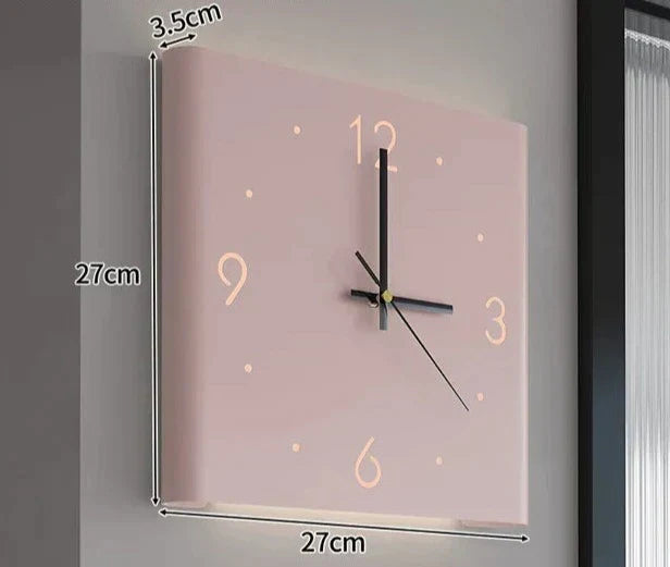 Quadratische Wanduhr | Beleuchtet Modern Trendig Langlebig Vielseitig-Rosa-Luzern Mode
