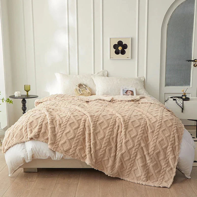 Decke | Weich | Warm | Komfortabel | Vielseitig | Flanell | Langlebig | Stilvoll | Wolle-Beige-70x100cm-Luzern Mode