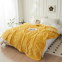 Decke | Weich | Warm | Komfortabel | Vielseitig | Flanell | Langlebig | Stilvoll | Wolle-Gelb-70x100cm-Luzern Mode