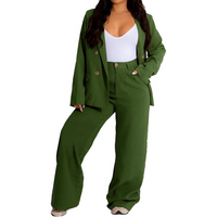 Damen Anzug Set Business Casual mit Blazer und Hose-Grün-S-Luzern Mode