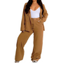 Damen Anzug Set Business Casual mit Blazer und Hose-Khaki-S-Luzern Mode