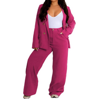 Damen Anzug Set Business Casual mit Blazer und Hose-Rosa-S-Luzern Mode
