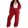 Damen Anzug Set Business Casual mit Blazer und Hose-Rot-S-Luzern Mode