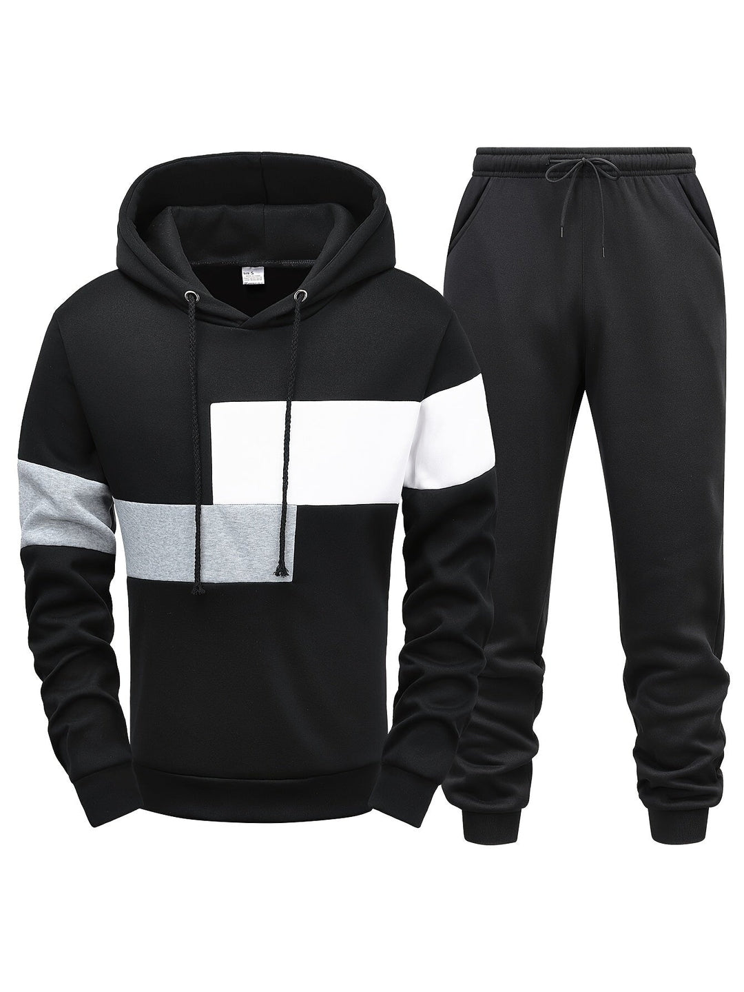 Herren Jogginganzug Set Kapuzenpullover und Jogginghose-Schwarz-S-Luzern Mode