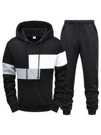 Herren Jogginganzug Set Kapuzenpullover und Jogginghose-Schwarz-S-Luzern Mode