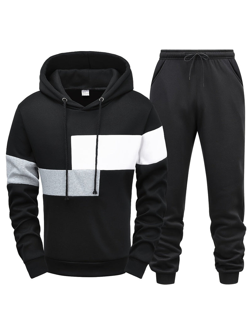 Herren Jogginganzug Set Kapuzenpullover und Jogginghose-Schwarz-S-Luzern Mode